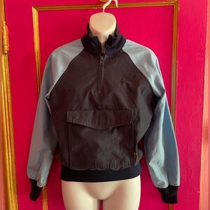 Mother Karen’s navy and turquoise zip up windbreaker